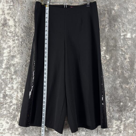 Sunny Leigh Womens Size 6 Cropped Wide Leg Sequin Pants Black Zip Stretch Casual - Picture 3 of 12